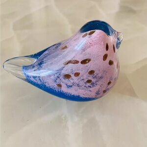 Elegant Glass Bird Figurine - Pink and Blue